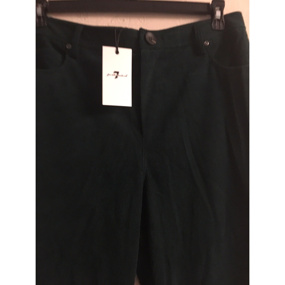 Corduroy 7 For All Mankind Pants Large Green High Rise Wide Leg Retro Academia - Picture 2 of 13